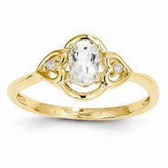 14k Yellow Gold White Topaz Diamond Ring