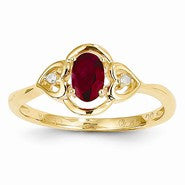 14k Yellow Gold Genuine Ruby Diamond Ring