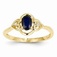 14k Yellow Gold Genuine Sapphire Diamond Ring