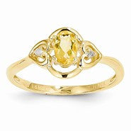 14k Yellow Gold Citrine Diamond Ring