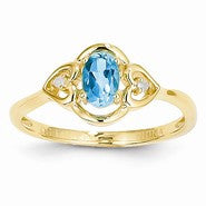 14k Yellow Gold Light Swiss Blue Topaz Diamond Ring