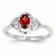 14k White Gold Garnet Diamond Ring