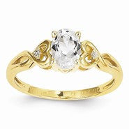 14k Yellow Gold White Topaz Diamond Ring