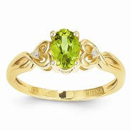 14k Yellow Gold Peridot Diamond Ring