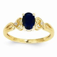 14k Yellow Gold Genuine Sapphire Diamond Ring