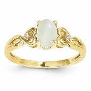 14k Yellow Gold Genuine Opal Diamond Ring