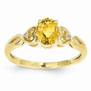 14k Yellow Gold Citrine Diamond Ring