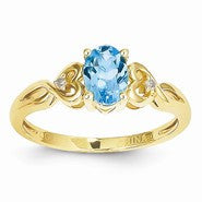 14k Yellow Gold Light Swiss Blue Topaz Diamond Ring