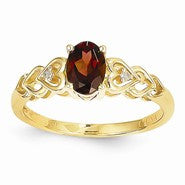 14k Yellow Gold Garnet Diamond Ring