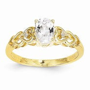 14k Yellow Gold White Topaz Diamond Ring