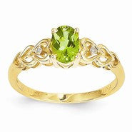 14k Yellow Gold Peridot Diamond Ring