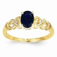 14k Yellow Gold Genuine Sapphire Diamond Ring