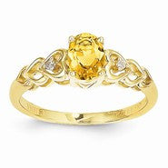 14k Yellow Gold Citrine Diamond Ring
