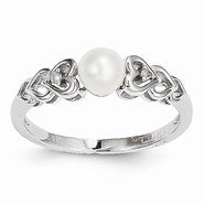 14k White Gold Pearl Diamond Ring