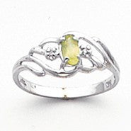 14k White Gold Diamond & Peridot Birthstone Ring