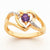 14k Yellow Gold Diamond & Amethyst Birthstone Heart Ring