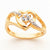 14k Yellow Gold Diamond & White Topaz Birthstone Heart Ring