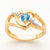 14k Yellow Gold Diamond & Blue Topaz Birthstone Heart Ring
