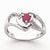 14k White Gold Diamond & Ruby Birthstone Heart Ring