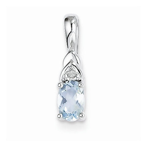 14k White Gold Genuine Aquamarine Diamond pendant, Exquisite Pendants for Necklace