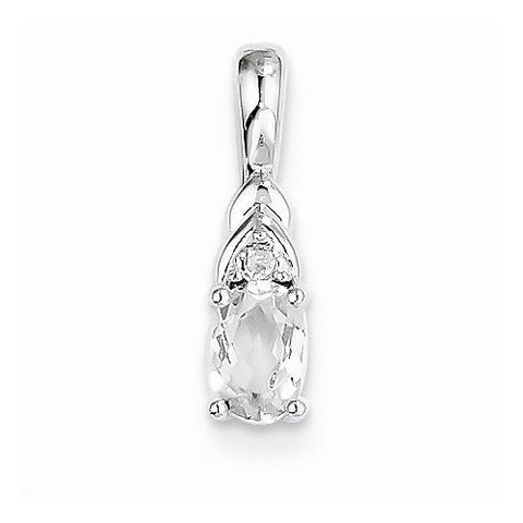14k White Gold Genuine White Topaz Diamond pendant, Fine Pendants for Necklace