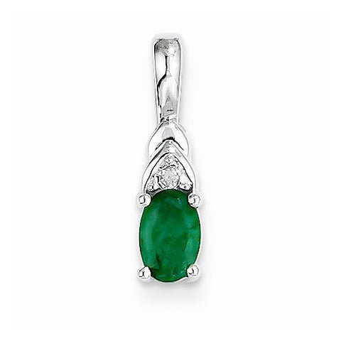 14k White Gold Genuine Emerald Diamond pendant, Pendants for Necklace
