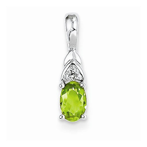 14k White Gold Genuine Peridot Diamond pendant, Lovely Pendants for Necklace