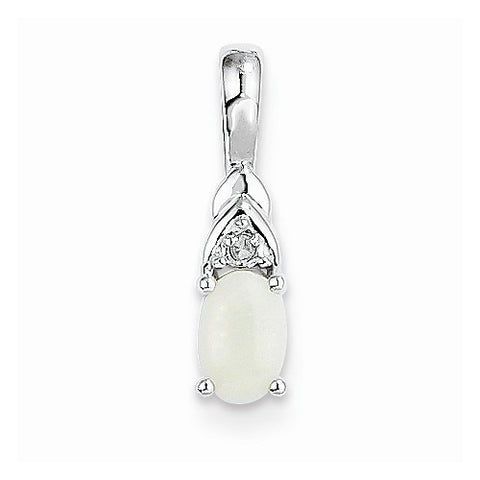 14k White Gold Genuine Opal Diamond pendant, Classy Pendants for Necklace