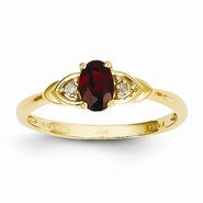 14k Yellow Gold Diamond & Garnet Ring