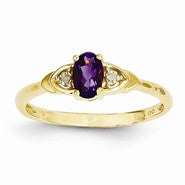 14k Yellow Gold Diamond & Amethyst Ring