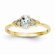 14k Yellow Gold Diamond & Aquamarine Ring