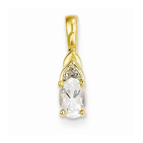 14k Gold Diamond & White Topaz pendant, Beautiful Pendants for Necklace