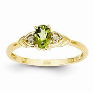 14k Yellow Gold Diamond & Peridot Ring