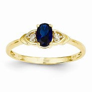 14k Yellow Gold Diamond & Genuine Sapphire Ring