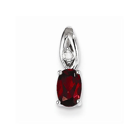 14k White Gold Genuine Garnet Diamond pendant, Classy Pendants for Necklace