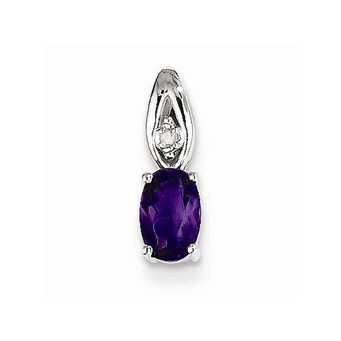 14k White Gold Genuine Amethyst Diamond pendant, Alluring Pendants for Necklace