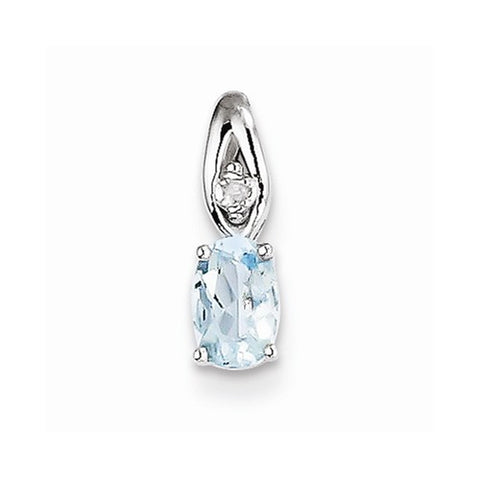 14k White Gold Genuine Aquamarine Diamond pendant, Appealing Pendants for Necklace