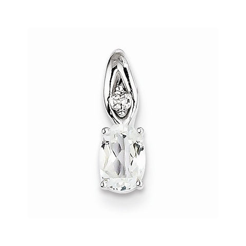 14k White Gold Genuine White Topaz Diamond pendant, Charm