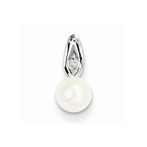 14k White Gold Genuine Pearl Diamond pendant, Dazzling Pendants for Necklace