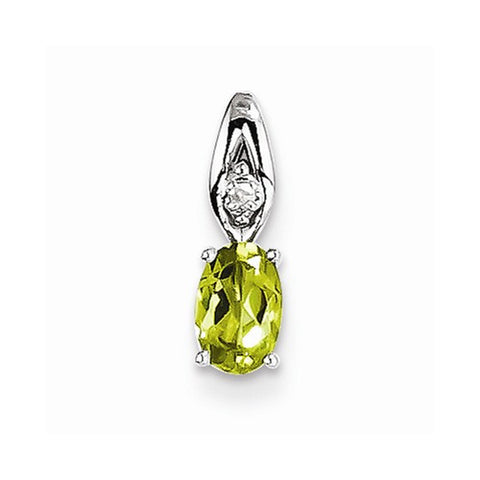 14k White Gold Genuine Peridot Diamond pendant, Delightful Pendants for Necklace