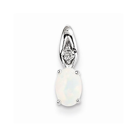 14k White Gold Genuine Opal Diamond pendant, Fine Pendants for Necklace