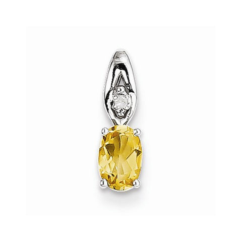 14k White Gold Genuine Citrine Diamond pendant, Pendants for Necklace