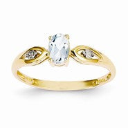 14k Yellow Gold Diamond & Aquamarine Ring