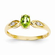 14k Yellow Gold Diamond & Peridot Ring