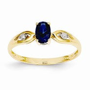 14k Yellow Gold Diamond & Genuine Sapphire Ring
