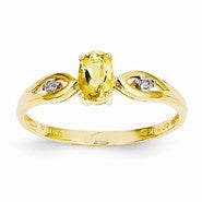 14k Yellow Gold Diamond & Citrine Ring
