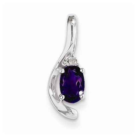 14k White Gold Genuine Amethyst Diamond pendant, Pendants for Necklace