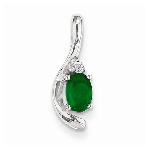 14k White Gold Genuine Emerald Diamond pendant, Lovely Pendants for Necklace