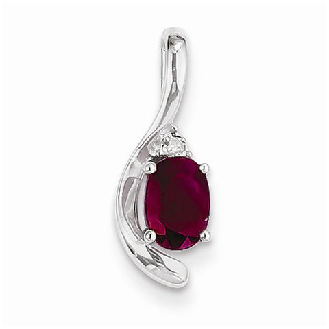 14k White Gold Genuine Ruby Diamond pendant, Classy Pendants for Necklace