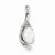 14k White Gold Genuine Opal Diamond pendant, Charm